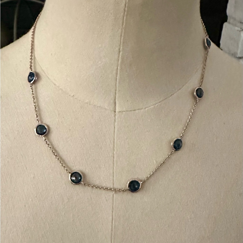 Ippolita 925 Sterling Silver 7 Stone Lollipop Necklace London Blue Topaz,16”-18”